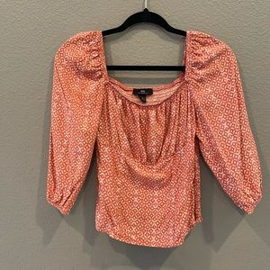 I.N. San Francisco mauve top with print detailing